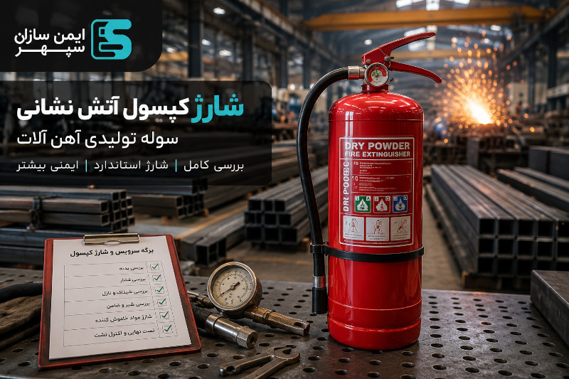 شارژ کپسول آتش نشانی سوله تولیدی آهن آلات